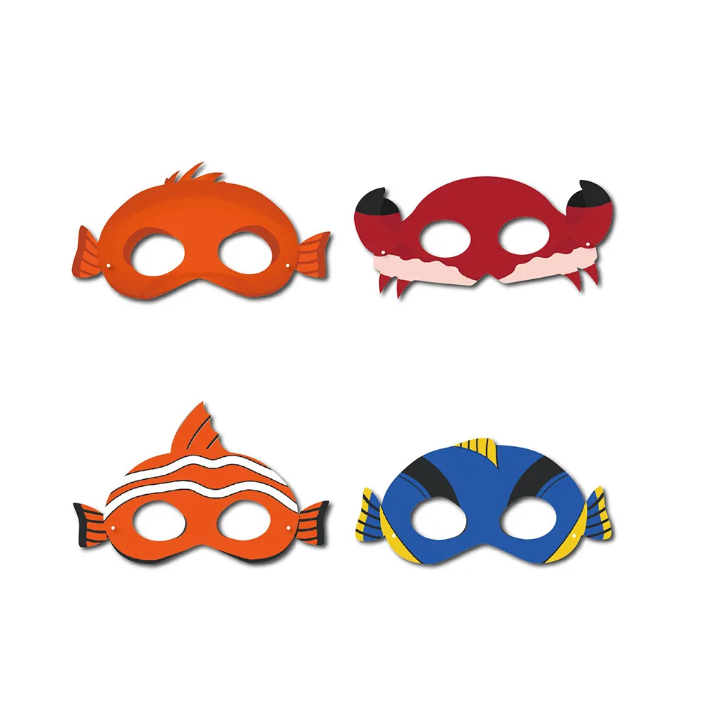 10Pcs/lot Children\'s Birthday Party Masks Ocean Theme Mask Octopus Shark Crab Starfish Cute Sea Animal Masks Birthday Photo Mask