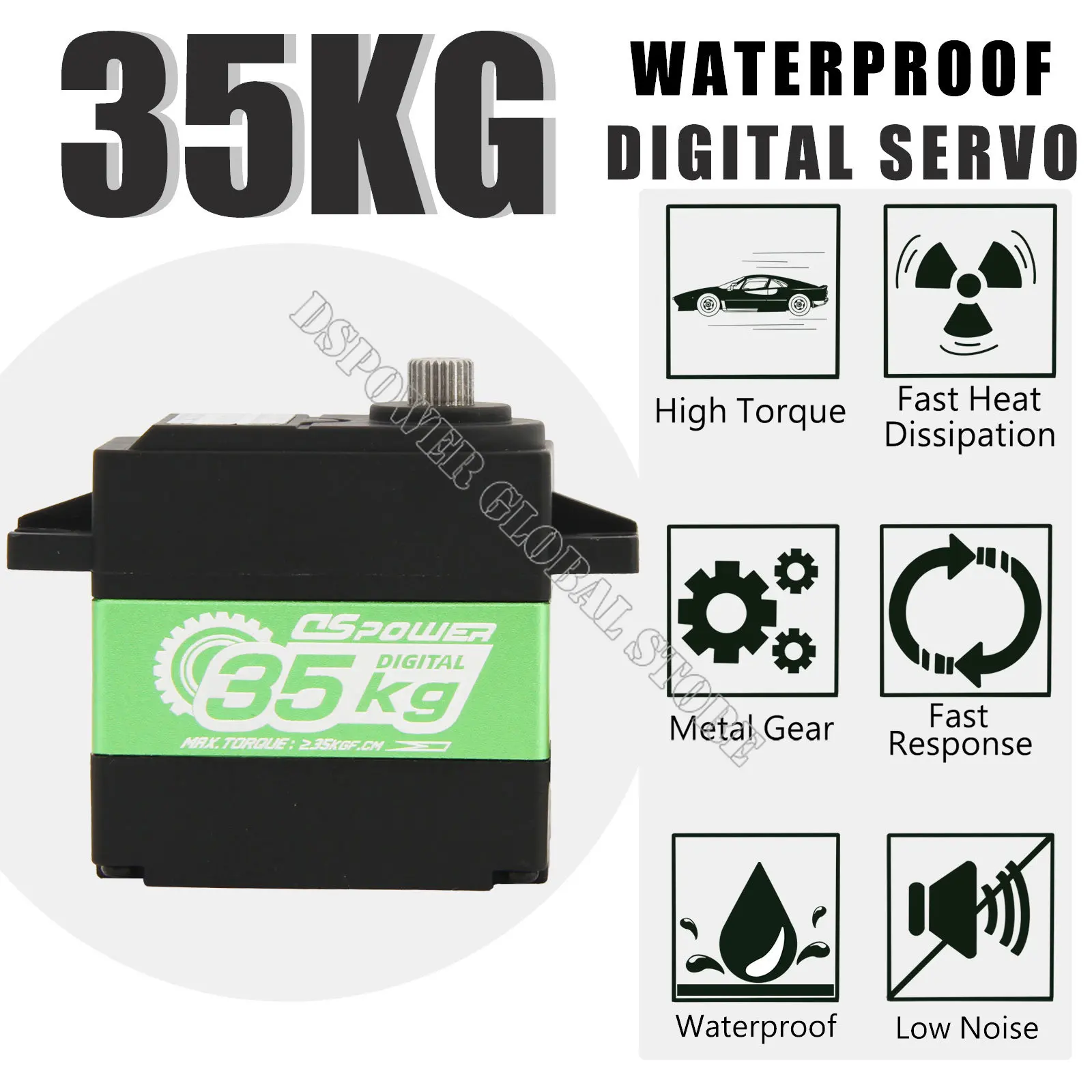 

DSpower 35KG HV Digital Servo Metal Gear Waterproof Servo for 1/8 1/10 TRX4 TRX6 scx10 arrma mojave 104001 slash maxx RC Car