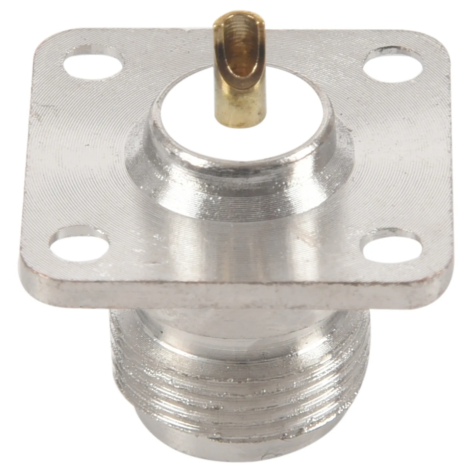 N type female jack RF coax connector 4-hole panel mount with solder cup,silver image 2