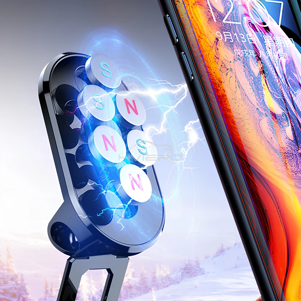 Car Stand Smooth Rotation 360°Metal Magnetic Folding Magnet Designed Second To Install for IPhone Xiaomi Holder GPS Navigation