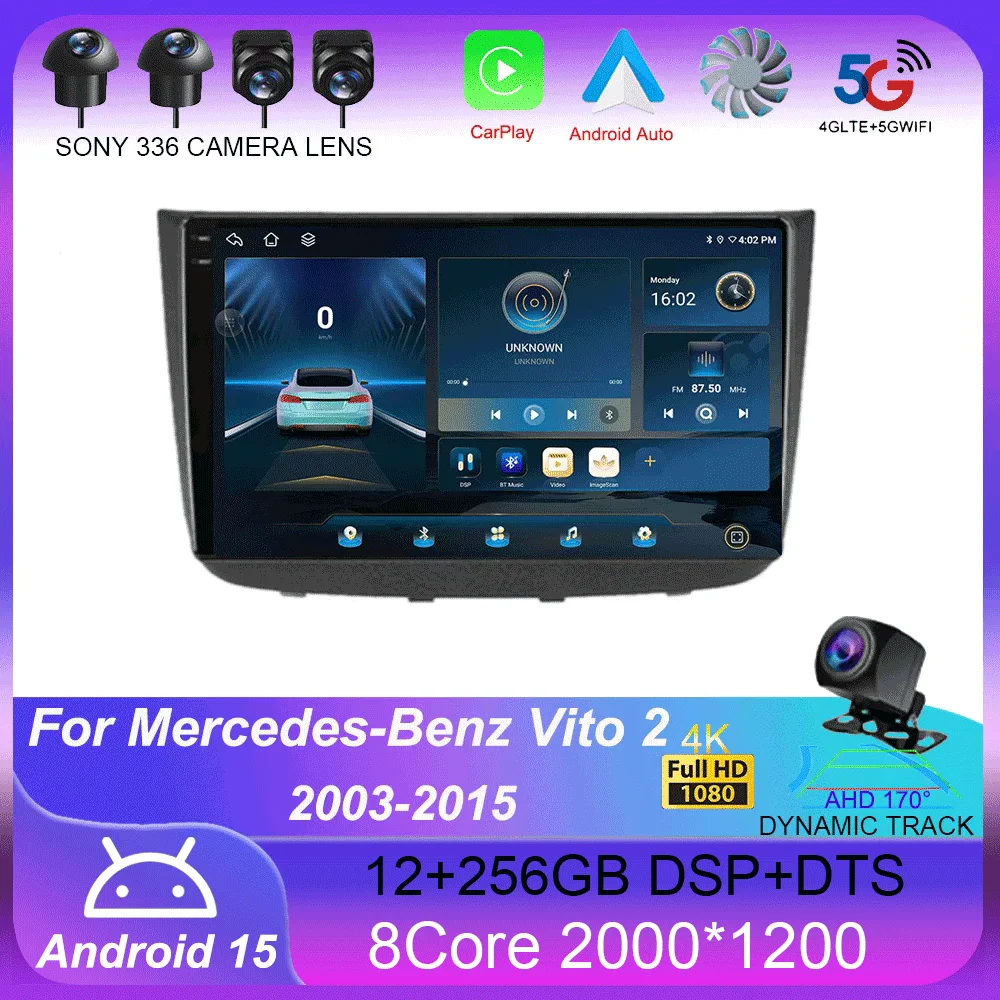 

Android 15 For Mercedes-Benz Vito 2 Viano 2 W639 2003 - 2015 Car Radio Multimedia Video Player Navigation stereo GPS