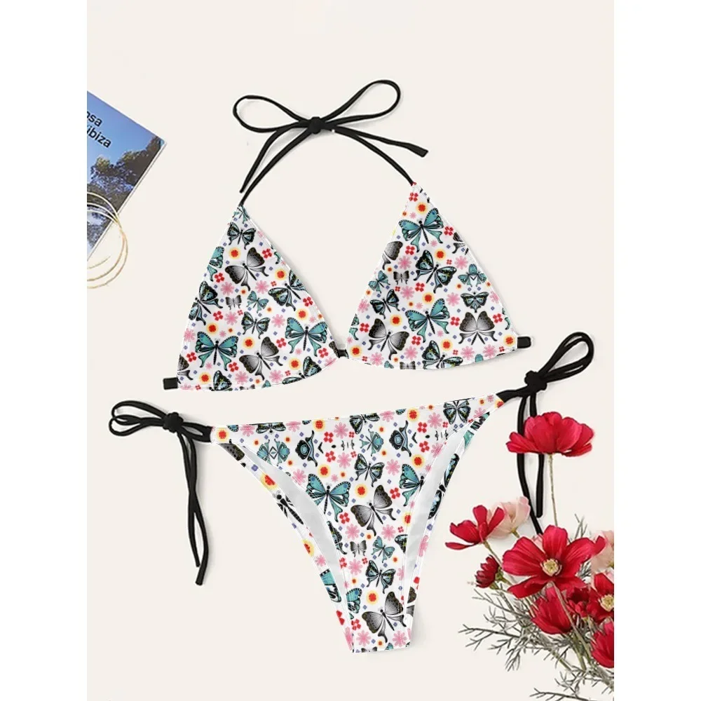 Women's Sexy Butterfly Bikini Sets Cupshe Adjustable Straps High Waist Quick Dry Beachwear Pool Essential Micro Bikini Swimsuits