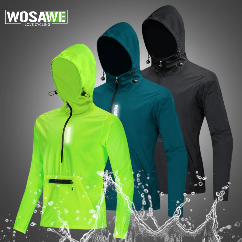 

WOSAWE Cycling Windbreaker Gravel Men Hooded Jacket Mountain Bike MTB Road Bike Coat Packable Racing Bicycle Windshield Jackets
