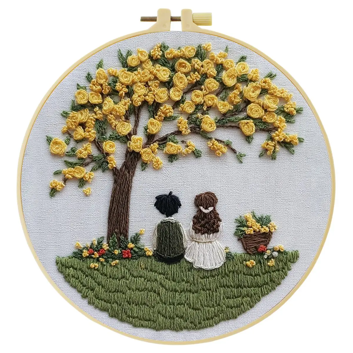 1 Stück 20X20CM/15X15CM 7,87/6,3 Zoll Baum-Stickerei-Starter-Kit DIY-Kit DIY-Stickerei-Set Handarbeiten Heimdekorations-Set für Anfänger – Detail 2