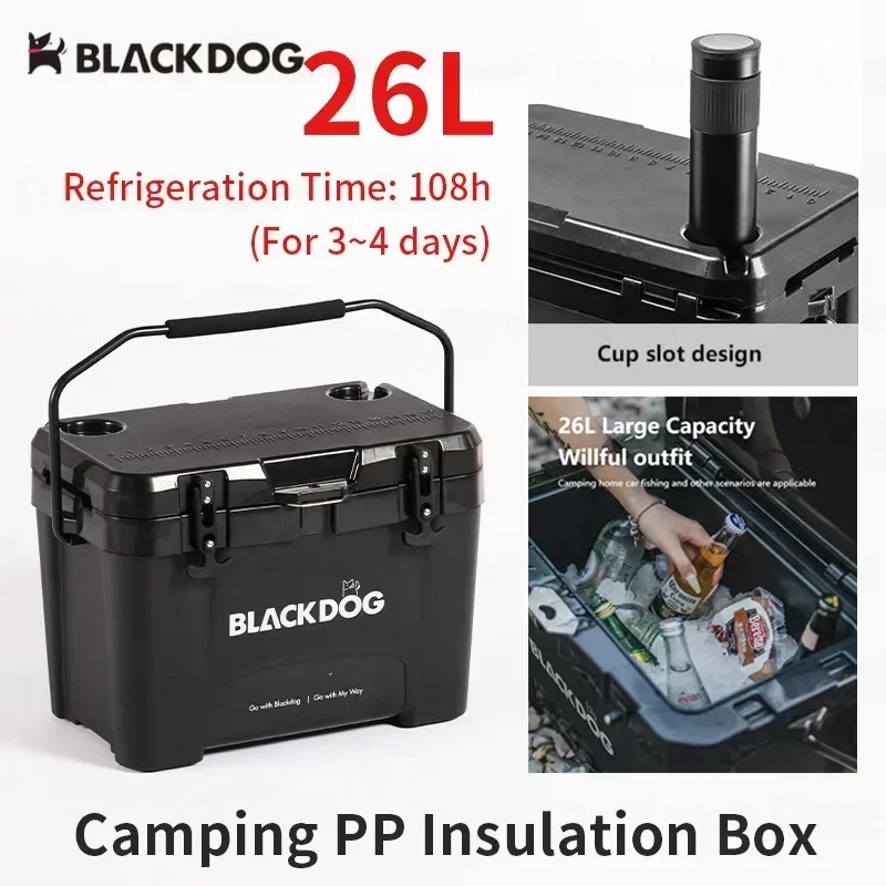 BLACKDOG 26L Large Bucket Cooler Box Space Box 108h Outdoor Travel Food Keep Fresh Ice Fridge Camping PP Insulation Ultralight。