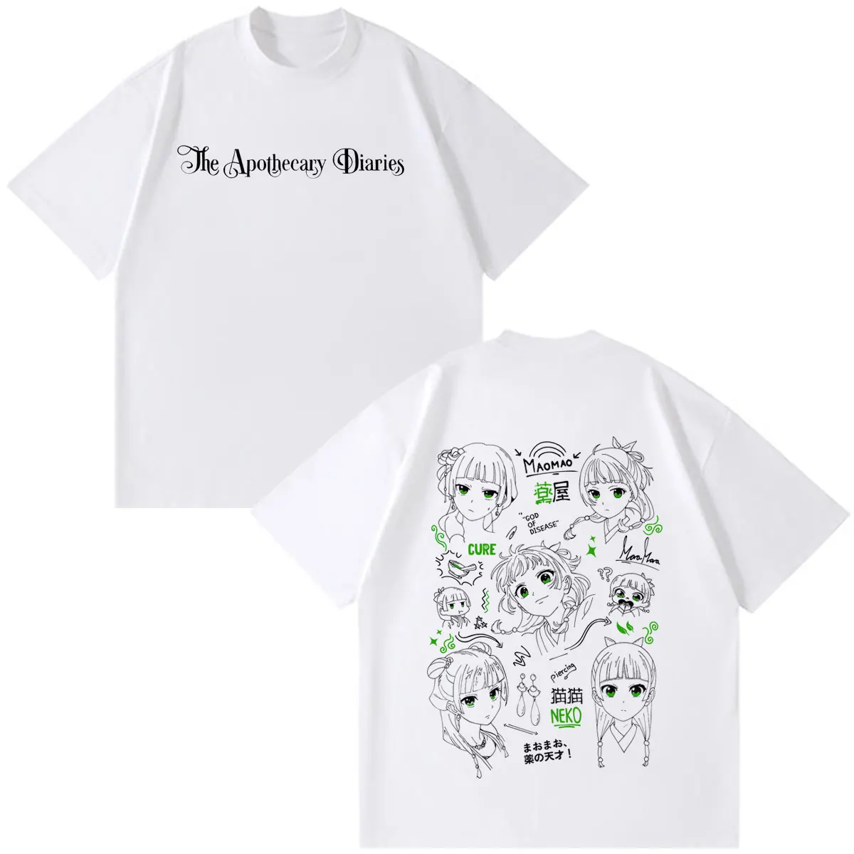 Anime The Apothecary Diaries Print T-Shirt Men Women Vintage T-shirt Short-sleeved Loose  Casual Cotton Hip-hop T-shirts Tops