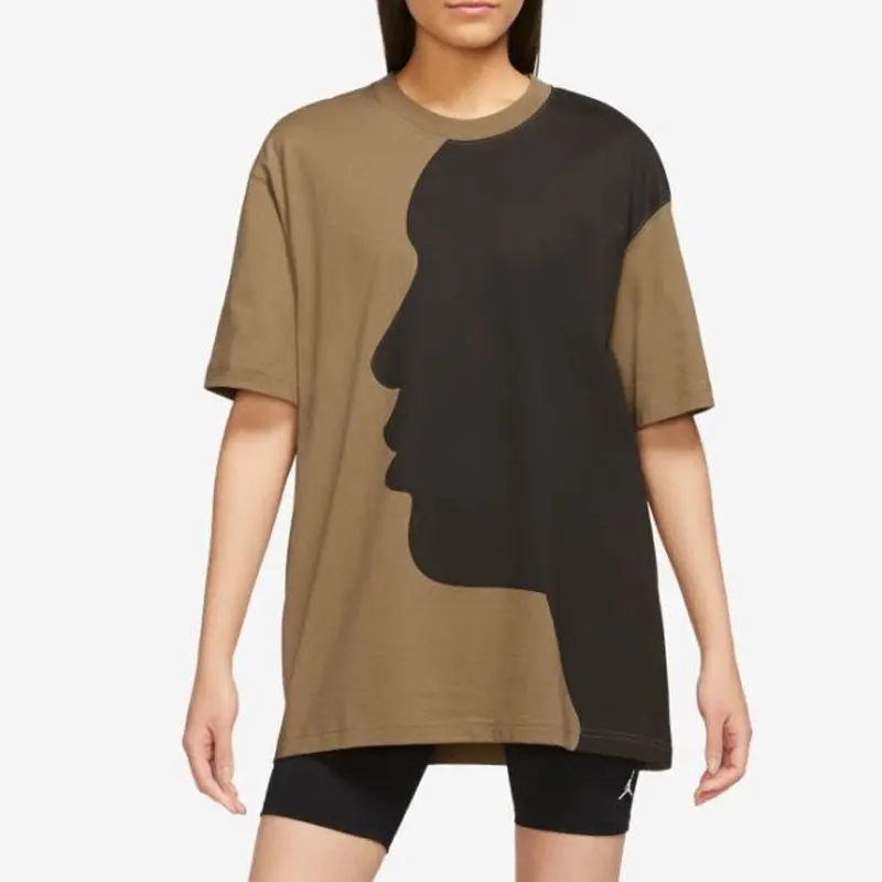 

Оригинальная женская модная дышащая свободная футболка Nike New Jordan с короткими рукавами и цветными вставками FB5141-392