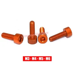 Orange Aluminum Alloy Hex Socket Head Cap Screw M3 M4 M5 M6 Anodized Aluminium Allen Bolts Machine Screws DIN912