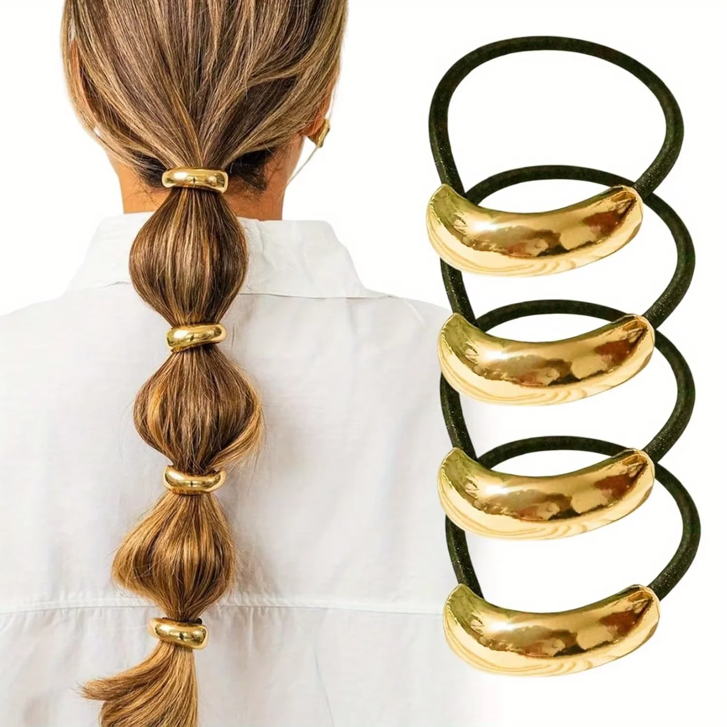 Wrap Ring Gold - Kadınlar için 4'lü Altın Metal Saç