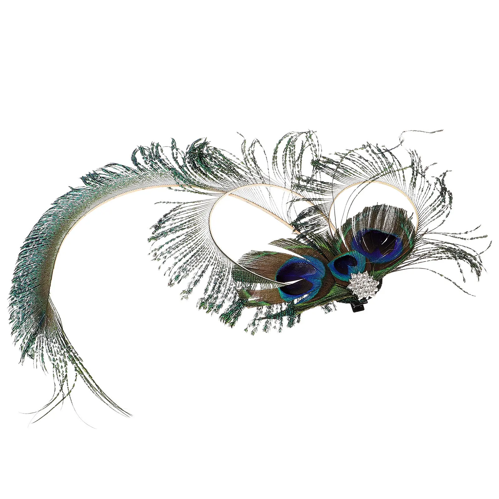 Peacock Fascinator Hair Clip Sparkling Rhinestones Vintage Style Elegant Headpiece for Prom Banquet Photography Racing 1920S