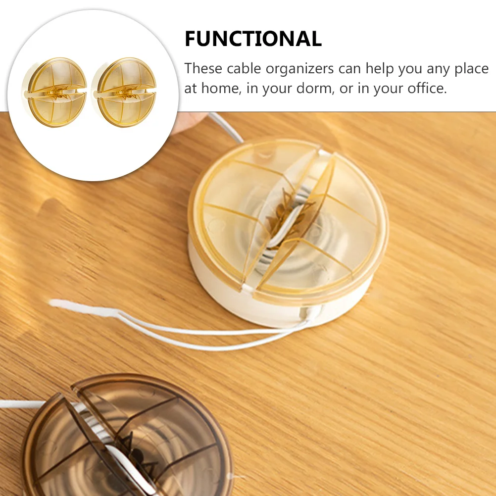 

2pcs Cable Organizer Rotating Storage Box For Data Line Charging Cables Usb Headphones Home Office Desk Cord Keeper Wire Winder