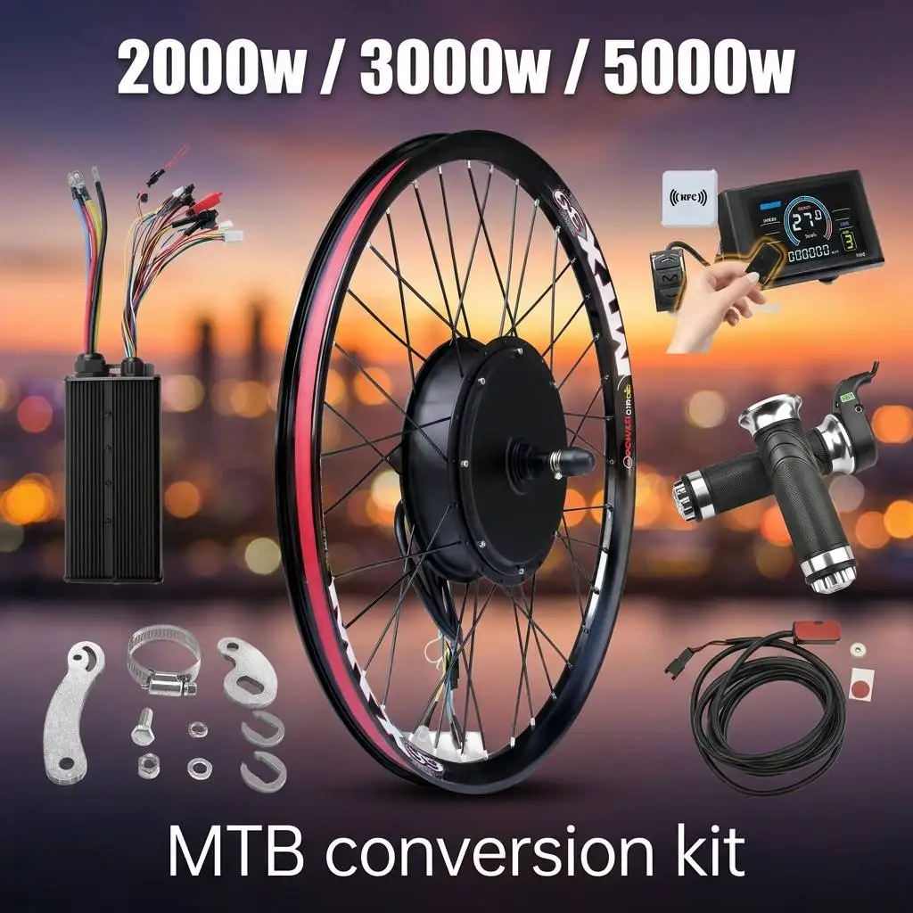 72V 5000W Ebike Kit with S966 NFC Display Sine Wave Controller MTX39 Rim 2 Torque Arms Twist Throttle 2000W 3000W Rear Motor - view 2