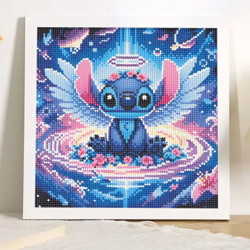 25*25cm 5D Child Diamond Painting Mickey Mouse Stitch Sticking Full Drills Embroider Decoration Draw Handiwork Material Packs