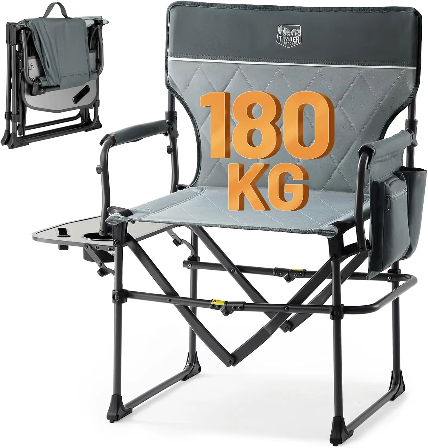 Silla de director de aluminio con bolsillo para mesa lateral, silla plegable portátil, silla de césped resistente