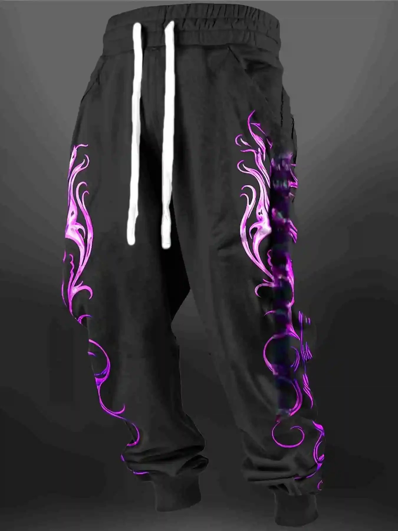 2026 Summer Unisex Y2K Neon Tribal Flame Graphic 3D Printed Pants Quick Dry Breathable Drawstring Waist Streetwear Bottoms Kids