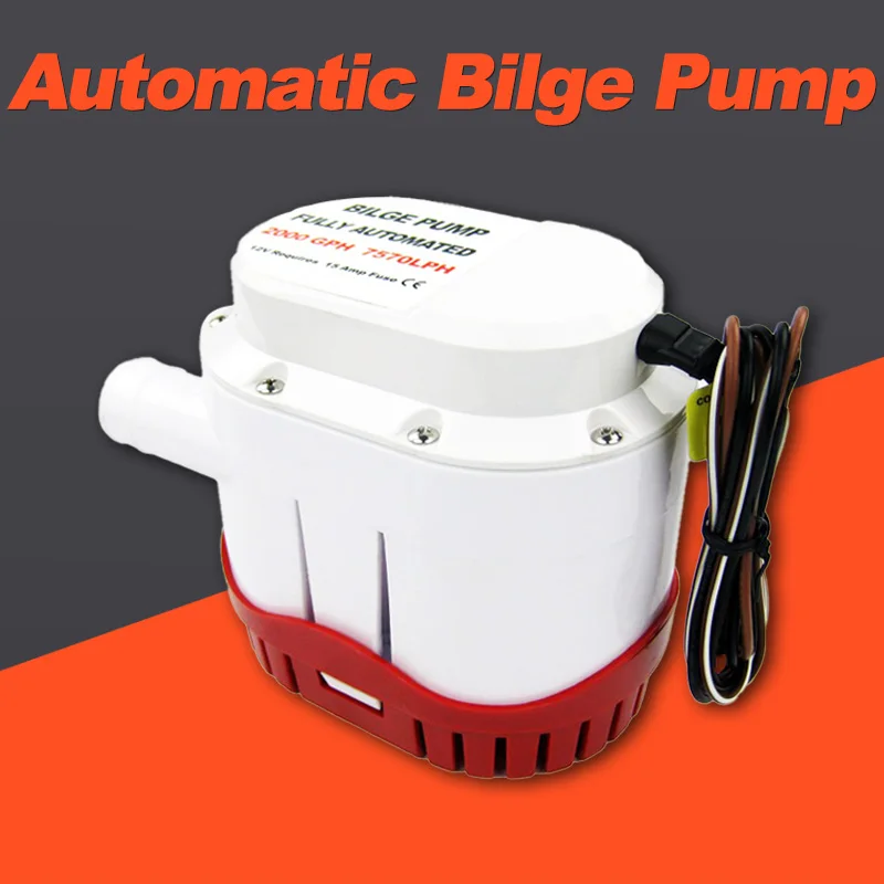Automatische 2000GPH Bilgenpumpe für Boote, 12 V – Marine-Tauchwasserpumpe mit integriertem Schwimmerschalter, robust