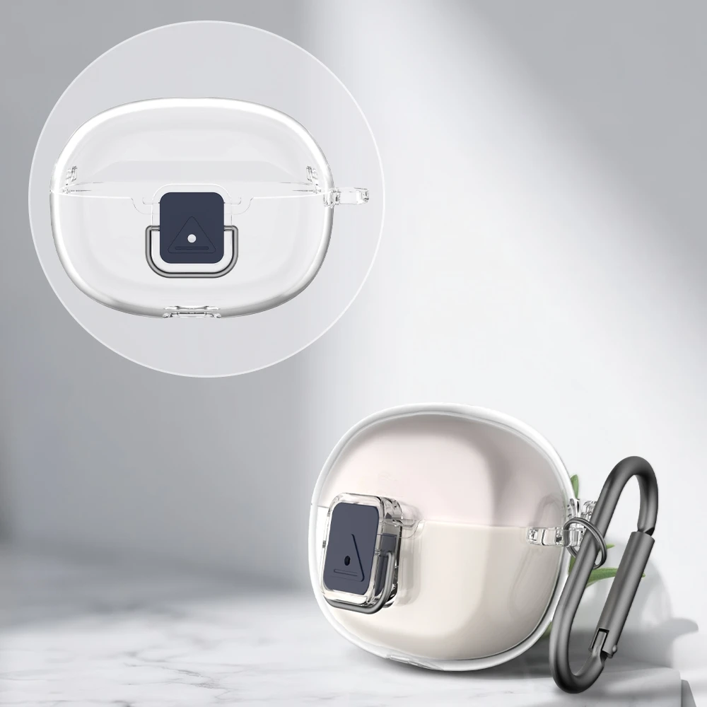 

Shockproof Hard Shell Case for SHOKZ Open Dots ONE TPU Protective Cover with Hook Transparent Gray Transparent Pink