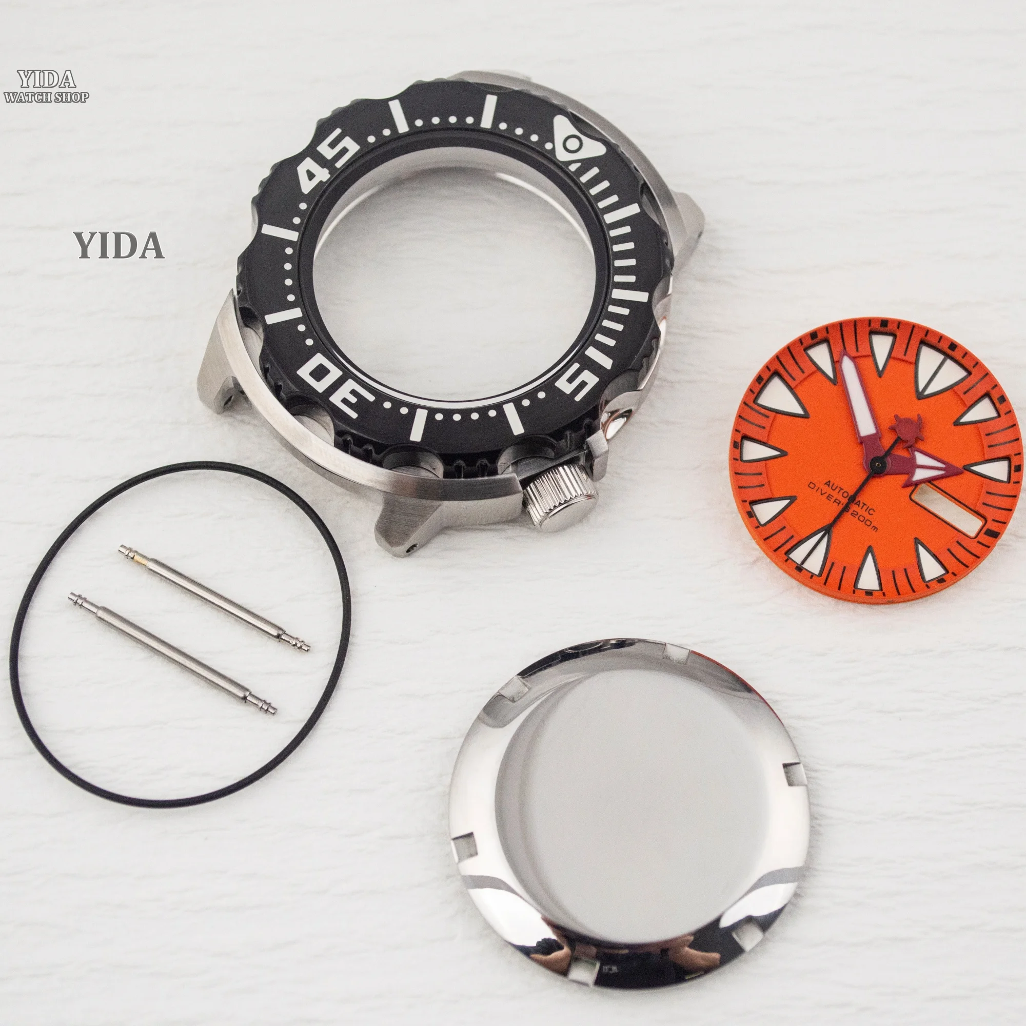 NH36 Case Stainless Steel 20ATM Waterproof Watchcase 28.5mm Dial Green Luminous Hands for Monster Case NH36A/4R Movement Replace