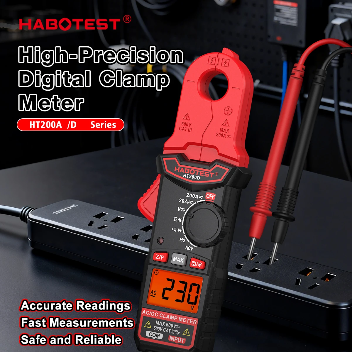 HABOTEST Digitales Zangenamperemeter AC/DC Strom-Spannungs-Tester Multimeter für HVAC Automobil Elektrische Wartung HT200A/D Tester – Detail 3