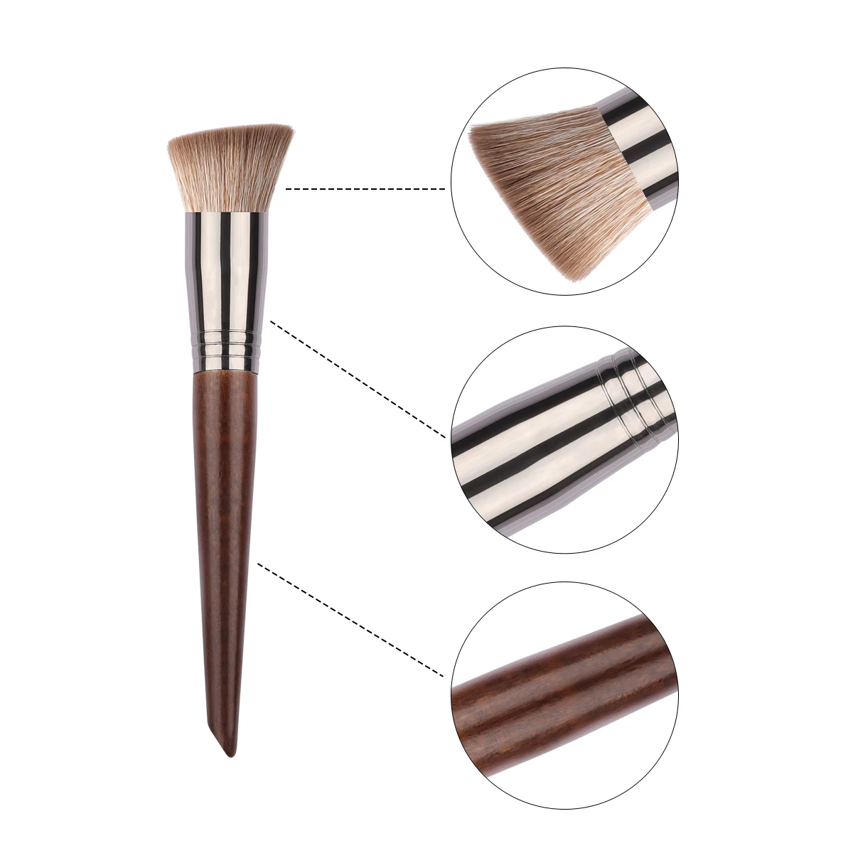 OVW 4 PCS Professional Goat Hair Eye Shadow Face Contour Foundation Cheek Beauty Makeup Brushes Set