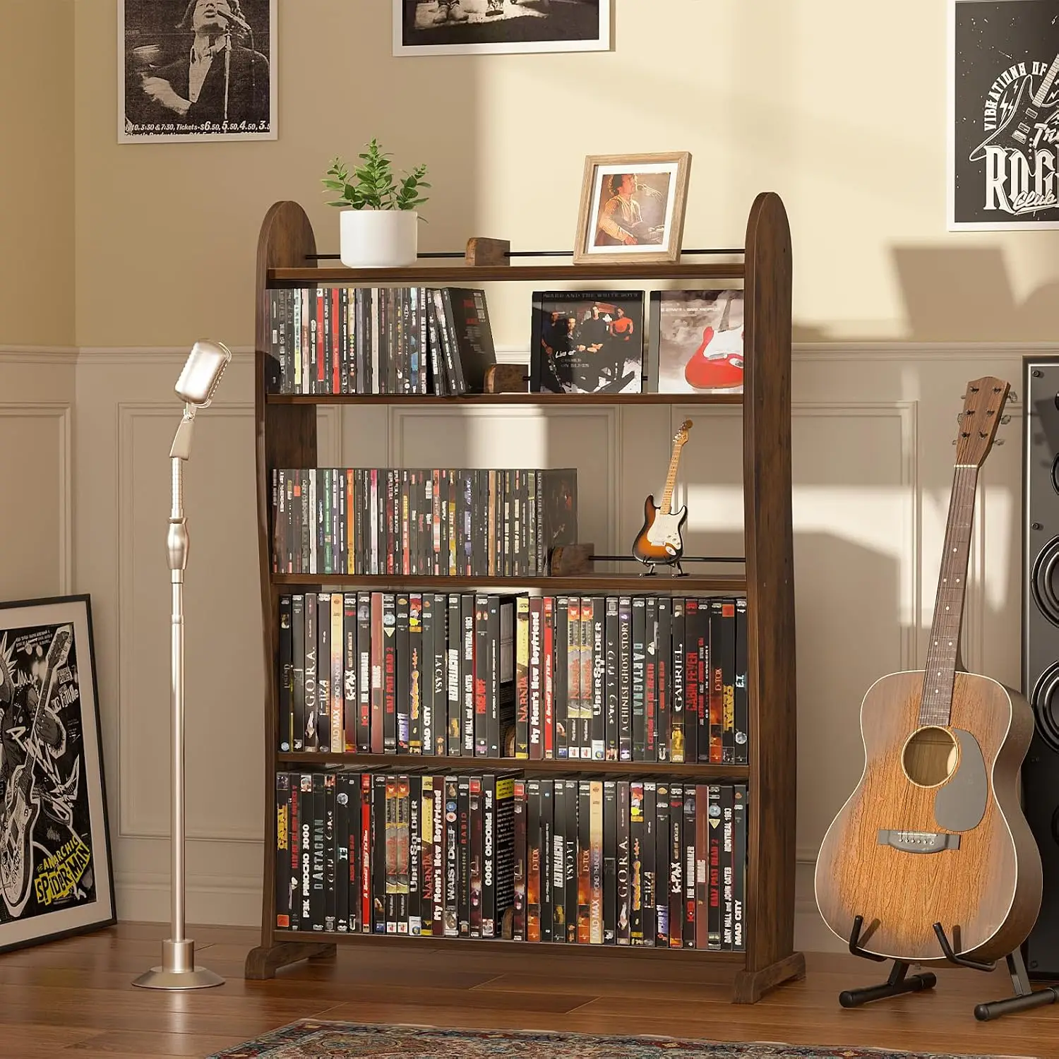 5-Tier DVD Storage Cabinet, DVD Shelf and CD Rack, Brown