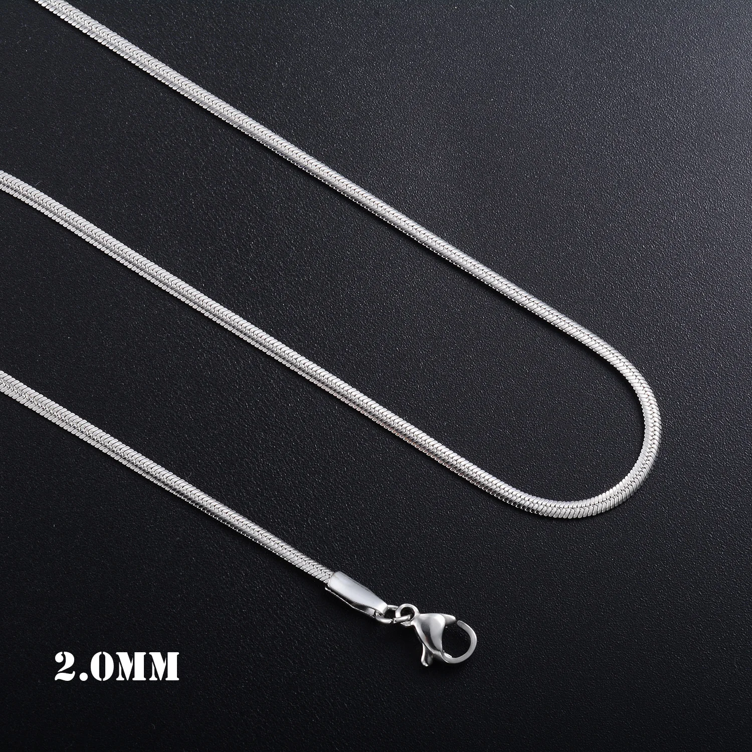 2 mm breite Edelstahl-Flachschlangenkette, wasserdichter Schmuck, verschiedene Längen, hohe Qualität – Detail 6