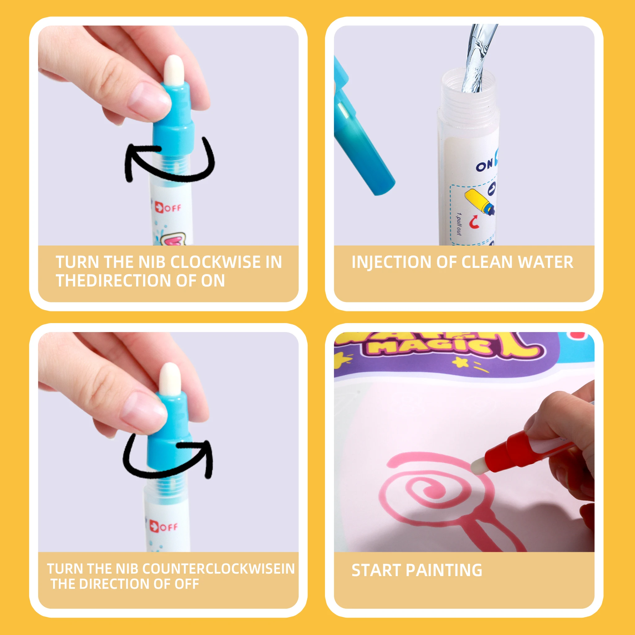 Magic Science Water Painting Canvas Toy Reusable Watercolor Drawing Rug Kids New Year Gift Birthday Gift Clear Water Painting