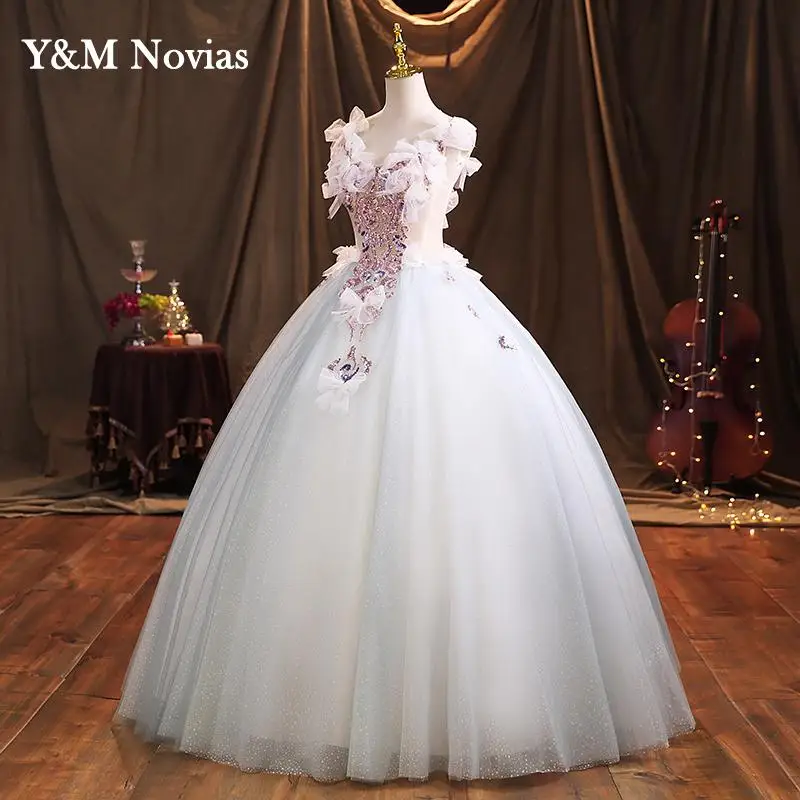 فستان Quinceanera أنيق سكوب حفلة موسيقية الكرة ثوب بلا أكمام الحلو الأزهار طباعة زهرة حجم كبير Vestido De 15 Anos Debutante