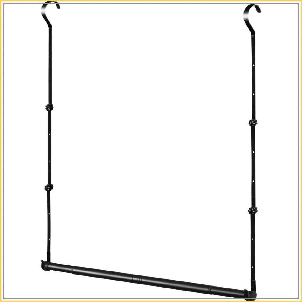

Adjustable Height & Width Hanging Closet Rods, Heavy Duty Closet Bar Lower Extender, Expandable Double Rod for Clothing Storage, Space-Saving Organizer