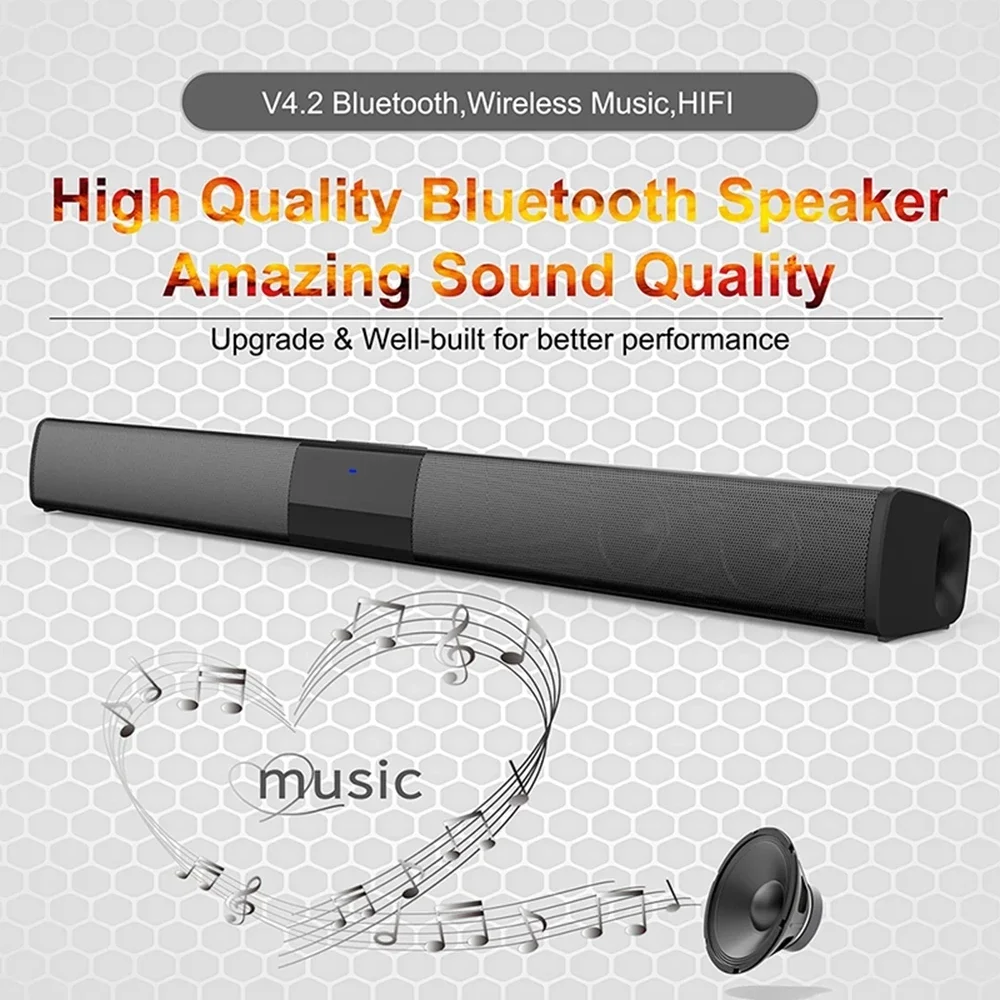 40W Bluetooth Speaker column High Power Portable Speaker TV SoundBar for Computer Music Center Boom Box with TF AUX USB radio