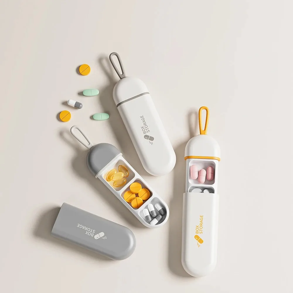 Portátil 3 espaços caixa de comprimidos colorido viagem medicina caso recipiente de cuidados de saúde pequena pílula divisor caixa de armazenamento para viagens