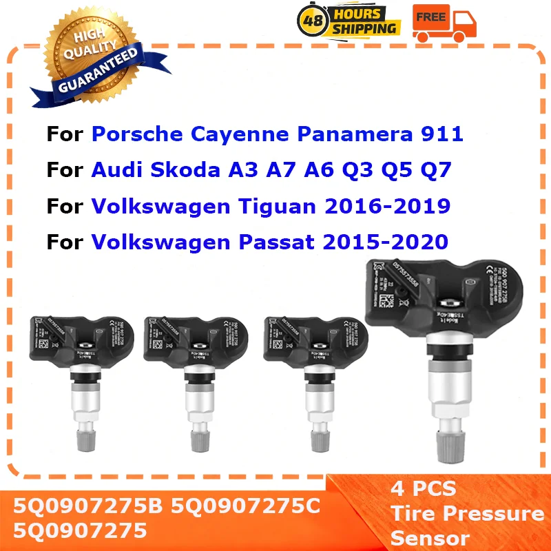 Bilusi 4 قطعة مستشعر ضغط الإطارات 5Q0907275B C 5Q0907275 لأودي سكودا A3 A7 بورش 718 911 كايين فولكس فاجن تيجوان باسات جولف