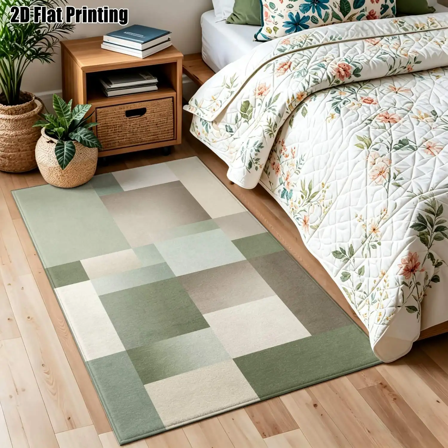 1Pc 2D Printed Morandi Geometric Color Block Carpet, Modern Minimalist Instagram Style Home Decor, Multi-Size Machine Washable, for Entrance, Dining, Foyer, Study, Living Room, Bedroom