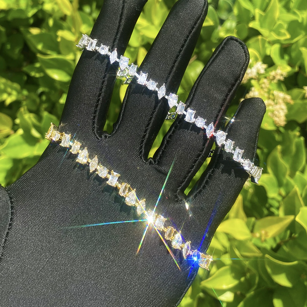 Bubble Letter Iced Out Irregular Bracelet for Men 5A Cubic Zirconia Real Gold Plated Hip Hop Jewelry
