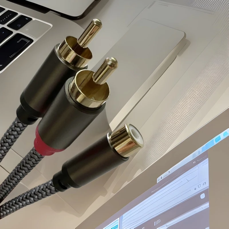 0.3/0.5/3 متر قصيرة RCA الفاصل كابل الصوت RCA 1 إلى 2 ذكر إلى أنثى مهايئ الرافعة الحبل للتلفزيون CD DVD مضخم الصوت المتكلم