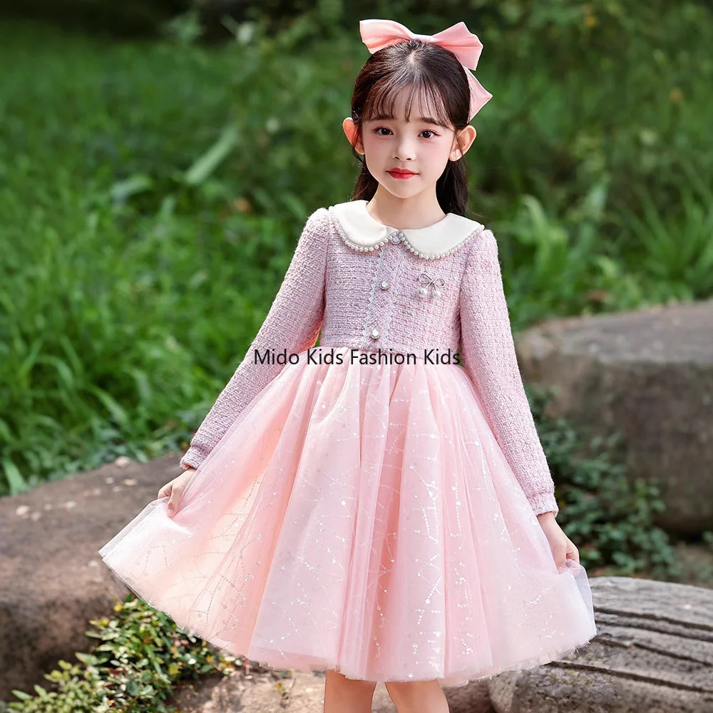 

Girls' Dresses Autumn/Winter Arrivals Children's Fleece-Lined Thickened Skirts Winterwear Petite ChanelTulle Princess Dresses