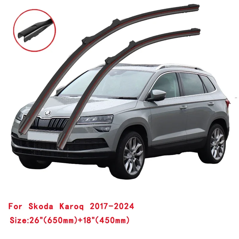 

For Skoda Karoq 2017-2024 Car Windshield Wiper Blade Front Windscreen Brushes Washer Accessories Cleaning Replacement Parts