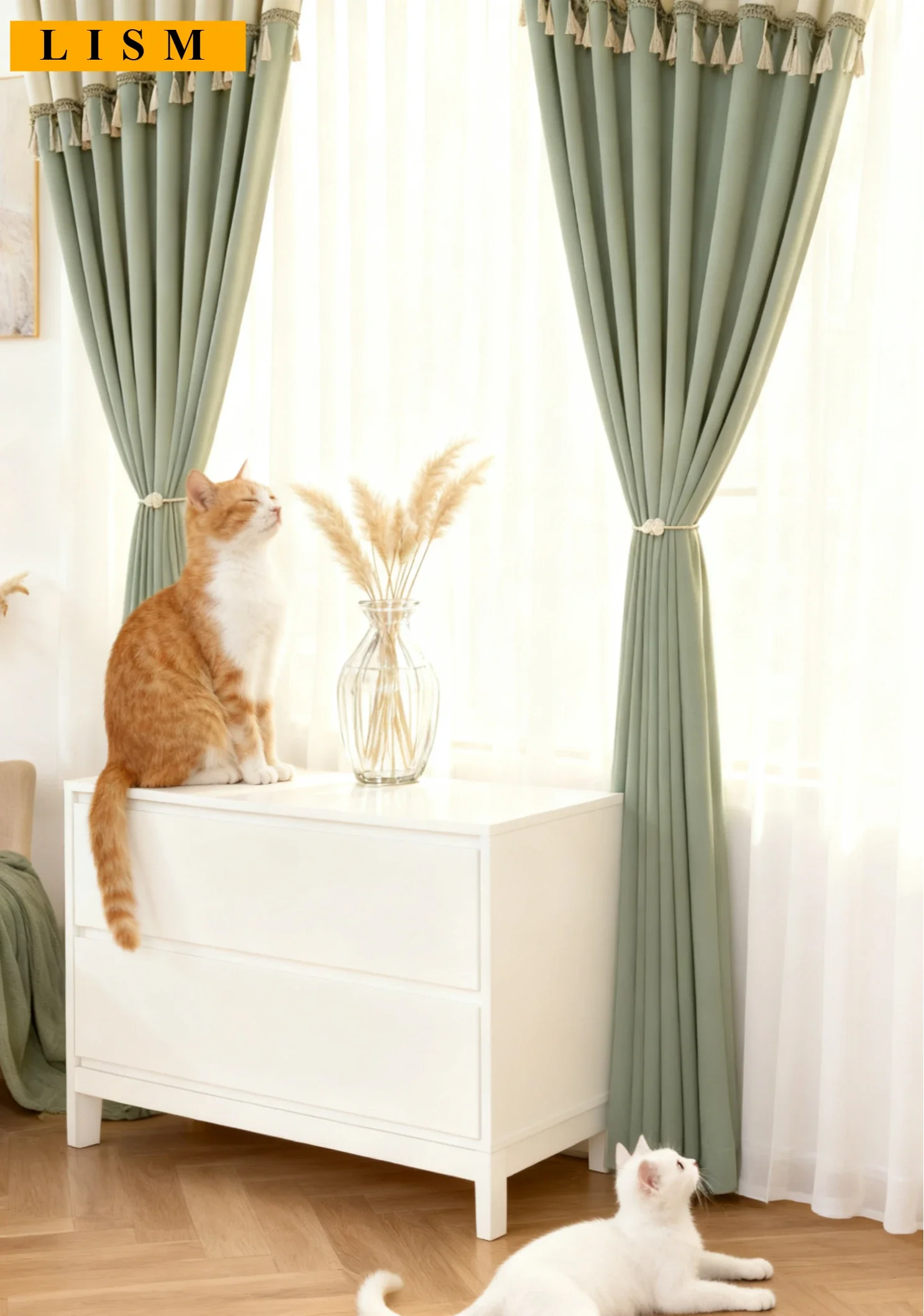 Blackout Cotton Linen Curtains for Living Room Bedroom with Tassel Trim Sunshades Window Drapes Thermal Insulated Black Panels