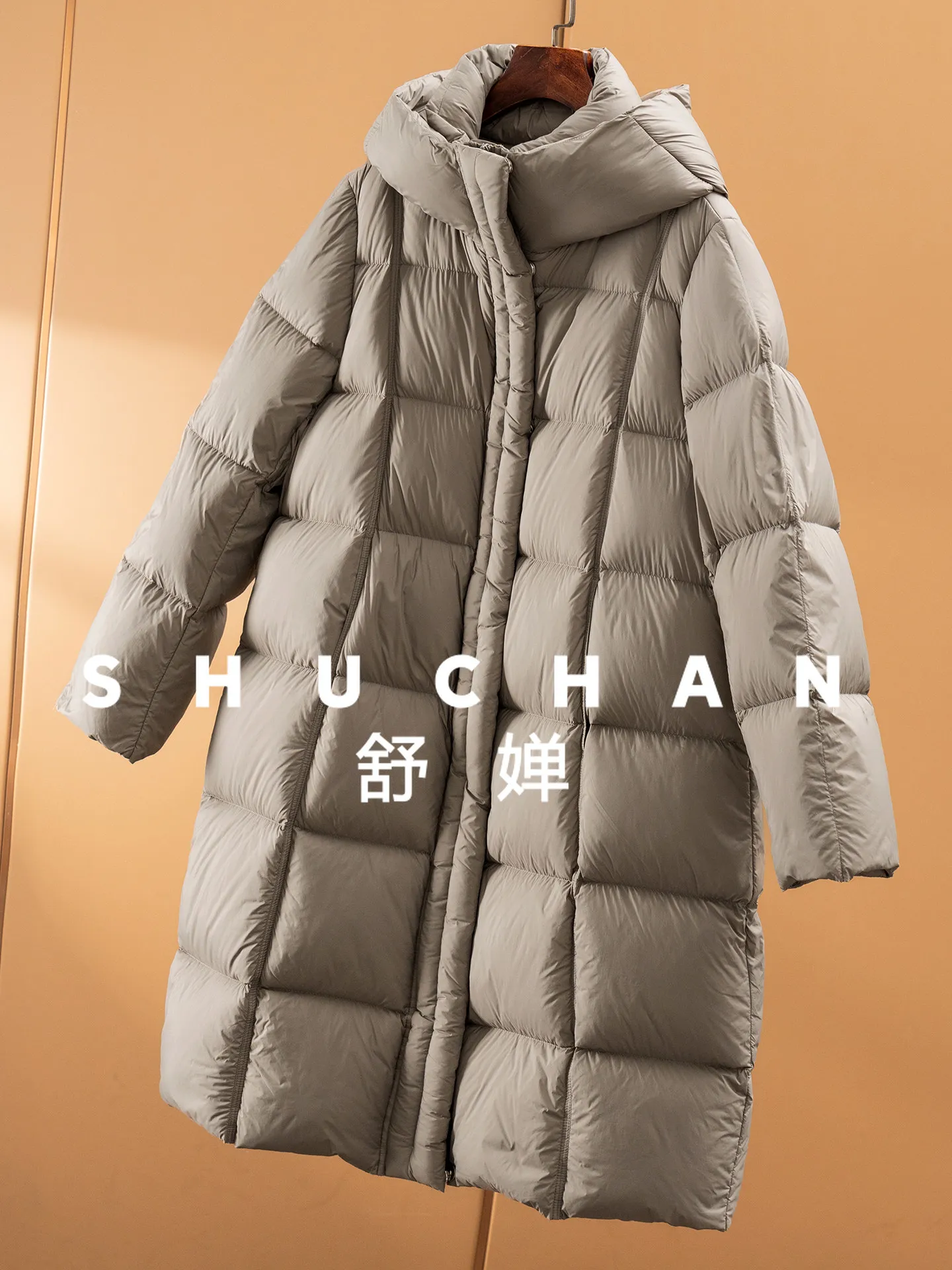 Puffer 90 % weiße Gans-Entenjacke mit Kapuze, mittellang, verdickte Daunenjacke für Damen, 68F3 Abrigo Mujer