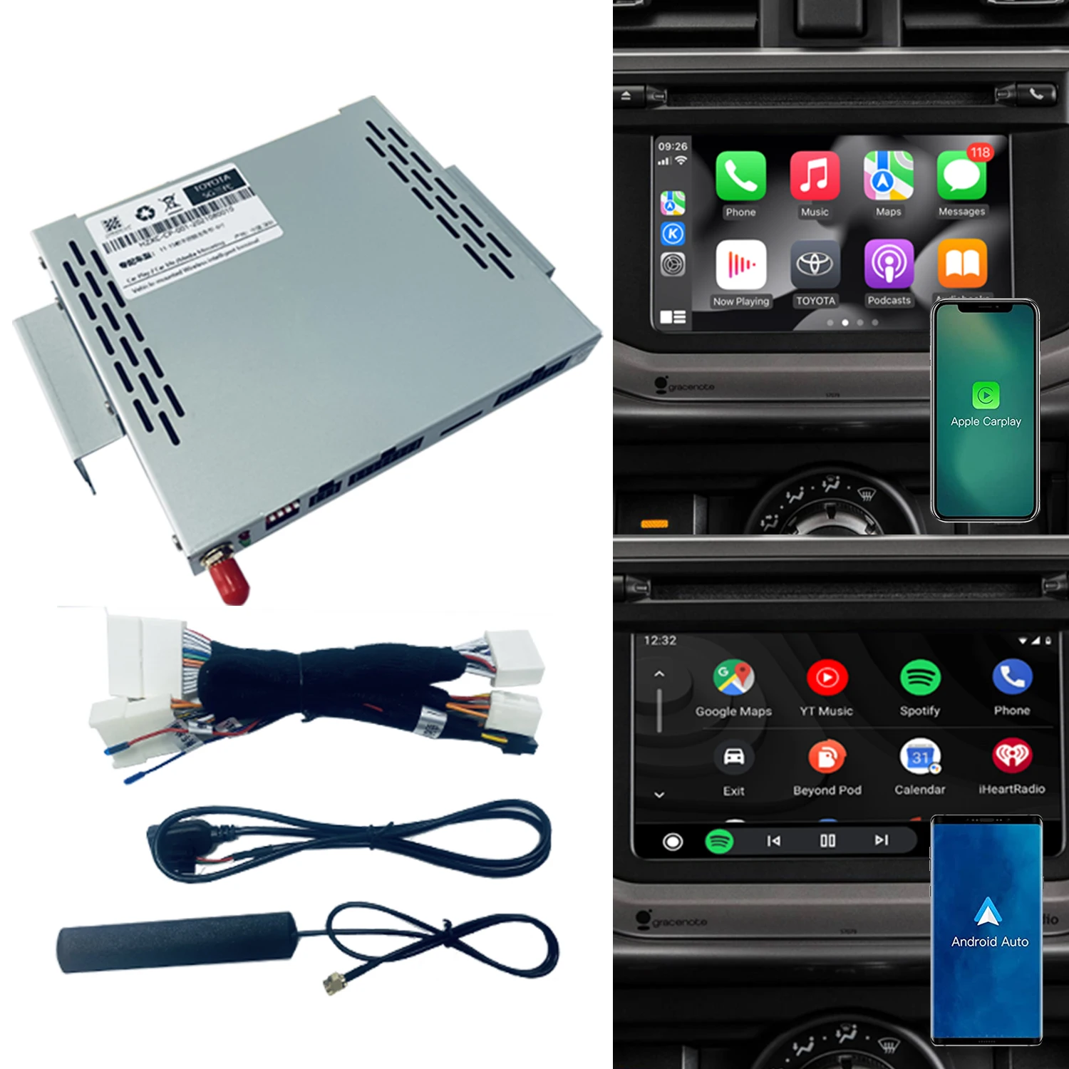 Wireless Apple Carplay Android Auto Decoder For TOYOTA Series 2014-2020 Support Mirroring Navigation Reverse Camera Car