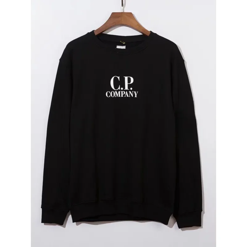 Hot Sale Fashion CP Women\'s Printed Cotton Crew Neck Long Sleeve Shirt Casual Cotton Heavy Loose Long Sleeves Brand Fashion Men