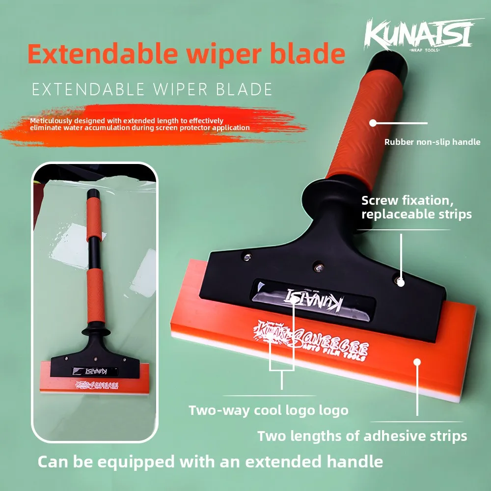 Car Film Squeegee Scraper with Extendable Handle Rubber Blade for Window Tint Vinyl Wrap Installation Water Wiper Tool Short