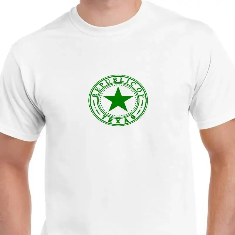 Green Seal Republic of Texas White Cotton T shirt Lone Star State S 5XL