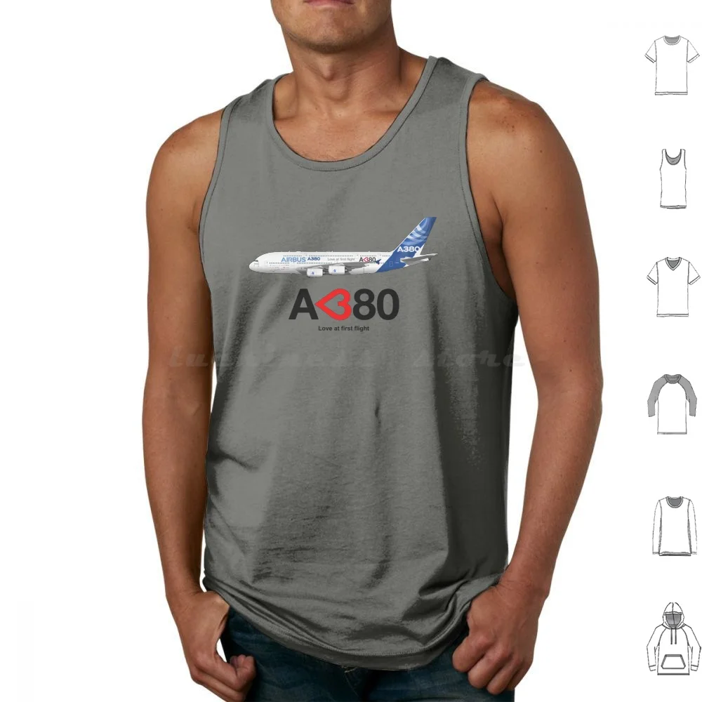 Airbus A380-Love At First Flight Tank Tops Vest Sleeveless Airbus A380 Airplane Love At First Flight I Love A380 I Heart A380