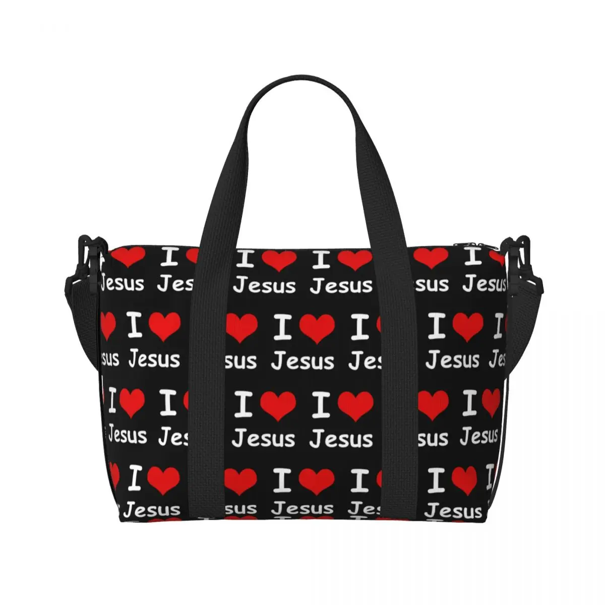 Custom I Love Jesus Beach Tote Bag for Women Christian Faith Judah Large Compartment Gym Beach Travel Bags