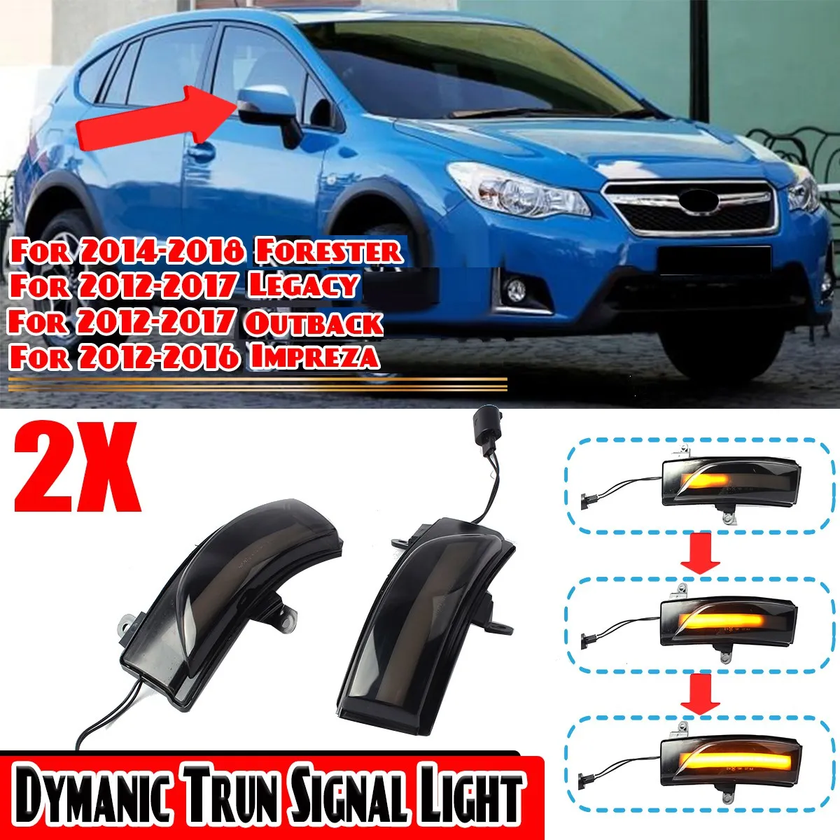 Car LED Dynamic Side Mirror Blinker Light Turn Signal Lamp for Crosstrek Forester Impreza Legacy