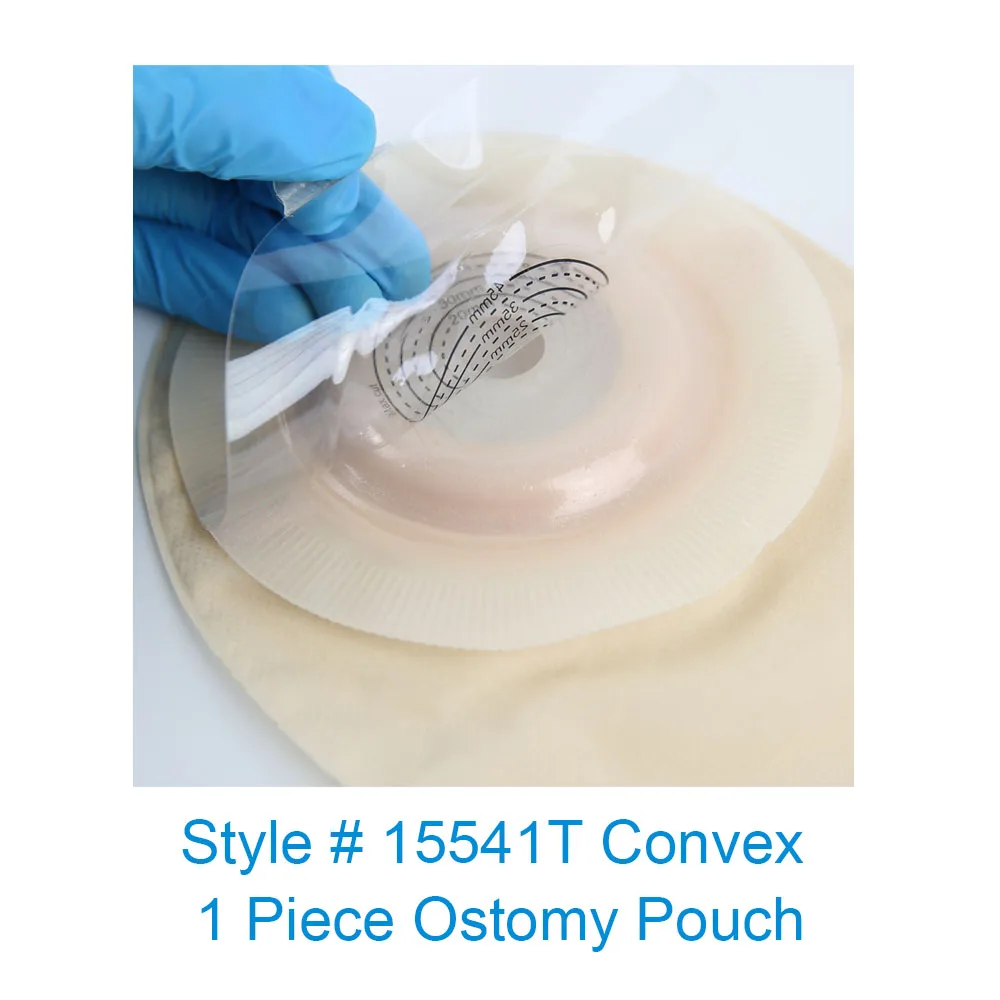 15541T 1-Piece Soft Convex Barrier Ostomy/Colostomy/Ileostmy Drainable Pouches with Inspection Transparent Film, Cut-to-fit