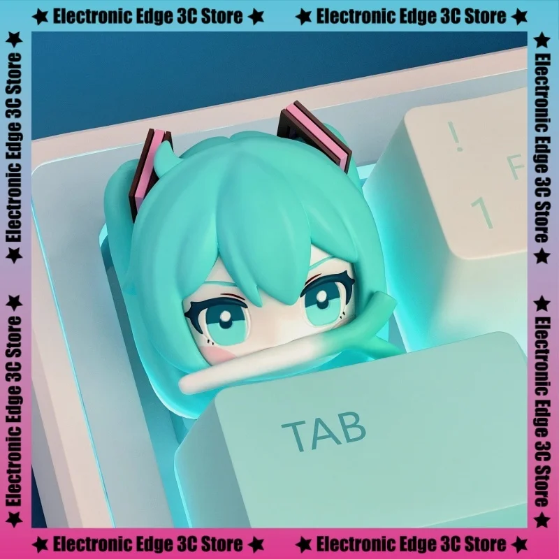 2025 Miku Cute Keycap Fufu Vocaloid Keycap Cartoon Resin Keycap Personality Stereo Keycap Esc Mechanical Keyboard Accessories