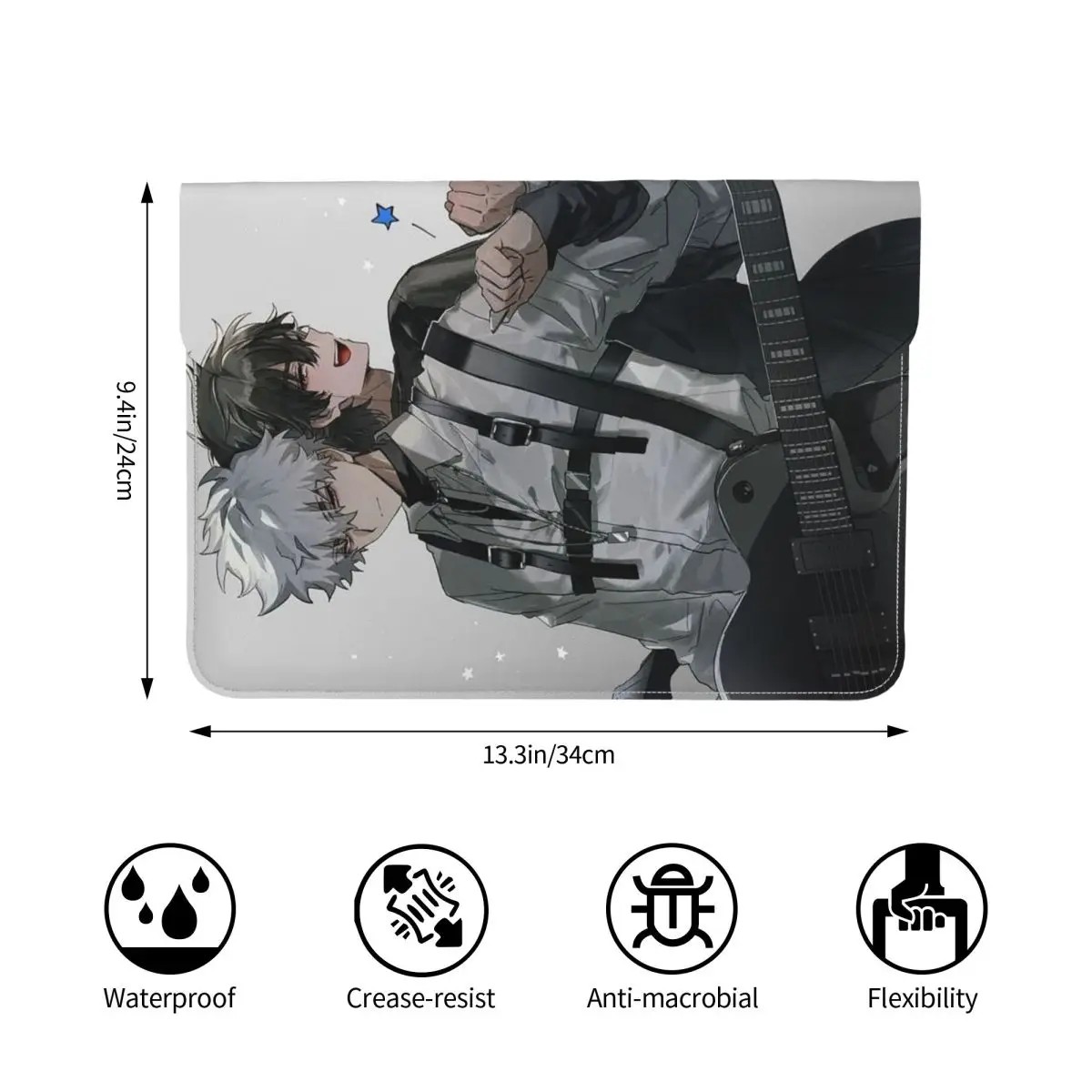 Link Click Anime PU Leather Horizontal Laptop Sleeve Shockproof Soft Lining Notebook Case 13 Inch
