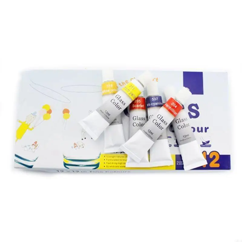 G8TA 12 мл 12 цветов стеклянная краска Акриловая ручная окрашенная пигменты. Трубки Установите художественные товары для